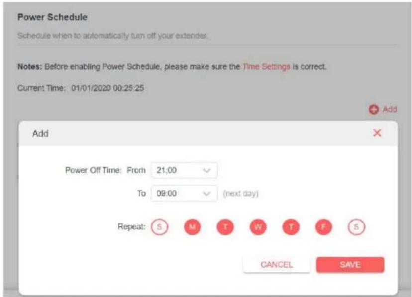 MERCUSYS ME30 - Définir le programme d'alimentation - 1