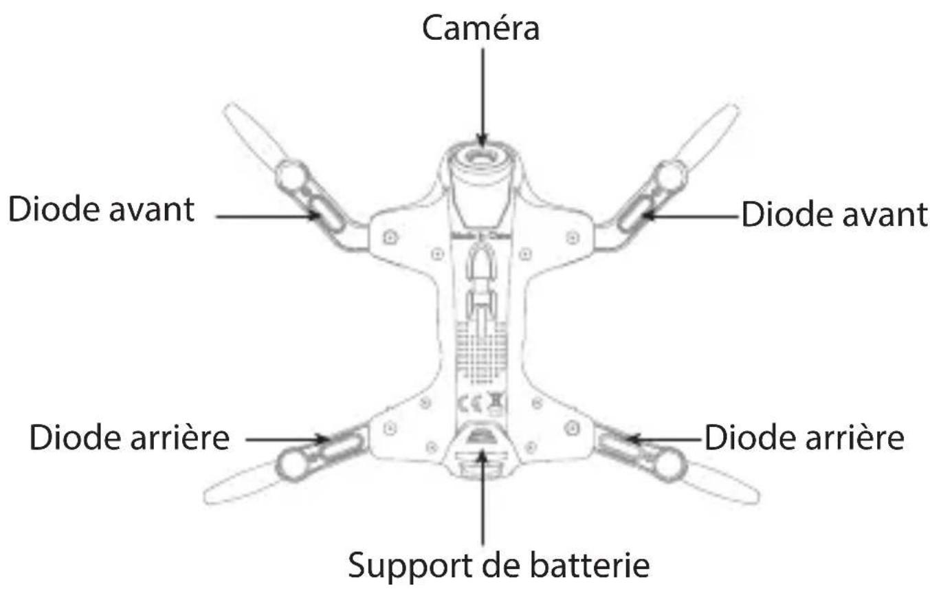 Caméra Diode avant Diode avant Diode arrière Diode arrière Support de batterie