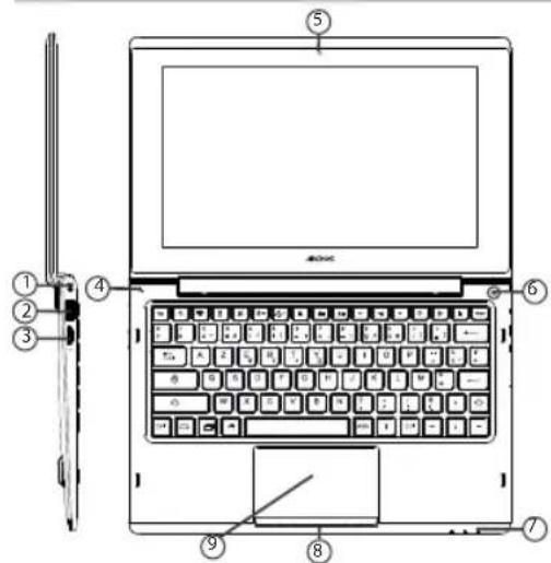 Laptop keyboard diagram with numbered parts for identification and assembly reference