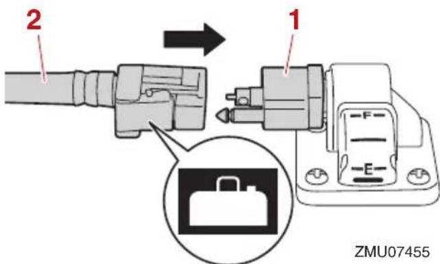 YAMAHA F100 (2022) - Branchement de l'alimentation (réservoir portable) - 2