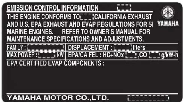 YAMAHA LF225 (2022) - Étiquette d'homologation du certificat de contrôle des émissions - 1