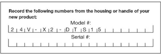 Sun Joe 24VX2DTS15CT - Model and Serial Numbers - 1
