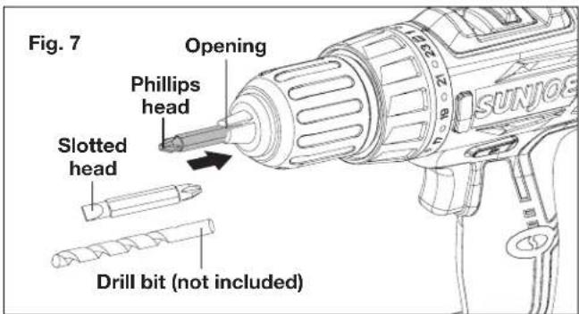 Sun Joe 24VDDKLTXPNK - Installing + Removing Drill Bits - 3