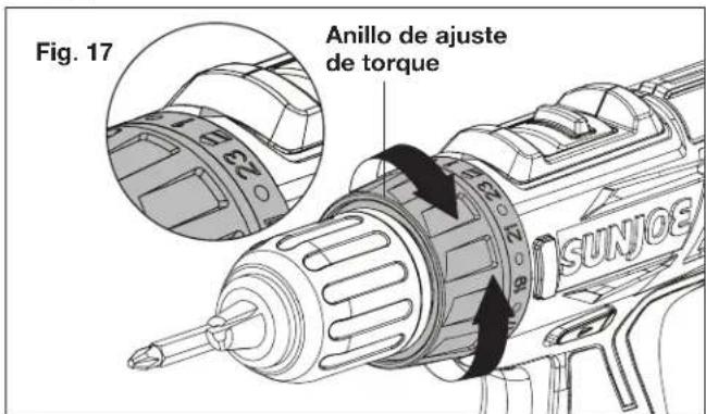 Sun Joe 24VDDLTE - Ajuste de torque - 1