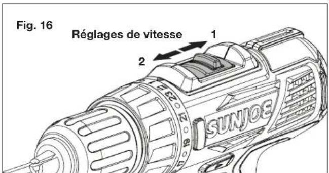 Sun Joe 24VDDLTE - Réglages de vitesse - 1