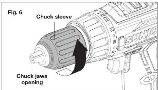 Sun Joe 24VDDLTE - Installing + Removing Drill Bits - 2
