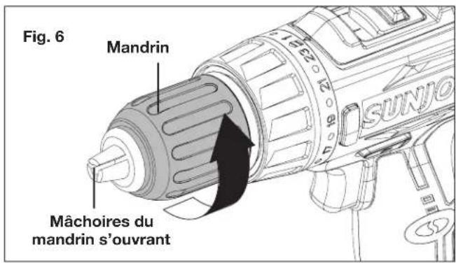 Sun Joe 24VDDLTE - Pose/dépose d'un embout de visseuse ou d'un foret - 3