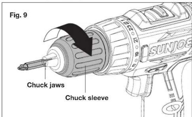 Sun Joe 24VDDLTE - Installing + Removing Drill Bits - 5