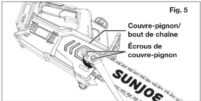 Sun Joe 24V10CSCT - ⚠ AVERTISSEMENT! Porter des gants de protection pour la manipulation du guide-chaîne et de la chaîne. - 1