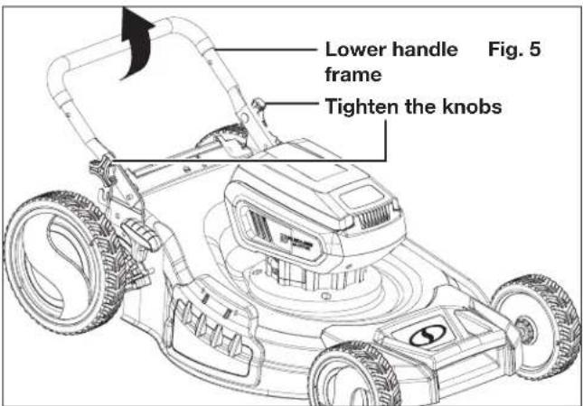 Lower handle frame Fig. 5 Tighten the knobs