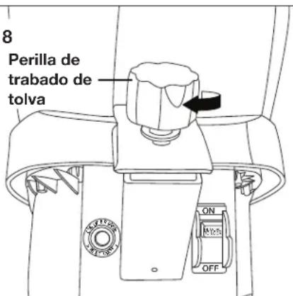 8 Perilla de trabado de tolva ON OFF