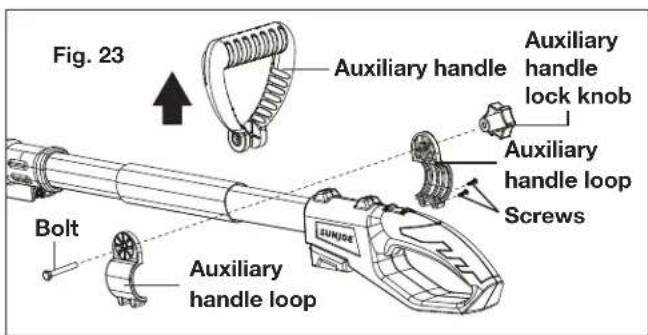 Sun Joe 24VPS8CT - To Adjust the Position of the Auxiliary Handle - 1