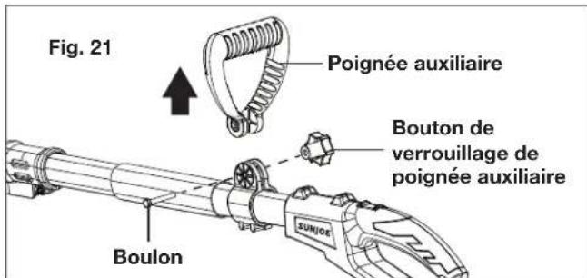 Sun Joe 24VPS8CT - Pour retirer la poignée auxiliaire - 1