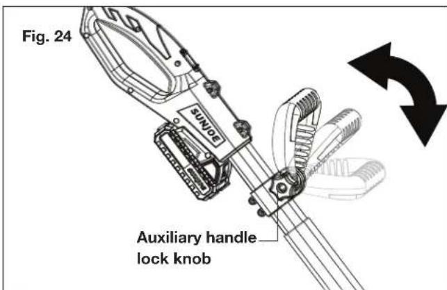 Sun Joe 24VPS8CT - To Adjust the Angle of the Auxiliary Handle - 1