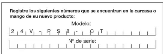 Sun Joe 24VPS8CT - Modelo y número de série - 1
