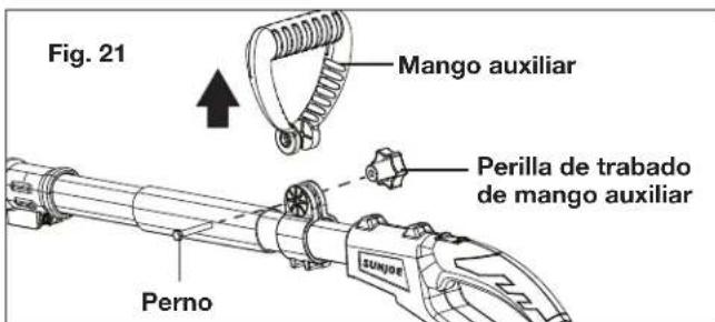 Sun Joe 24VPS8CT - Para retiring el mango auxiliar - 1