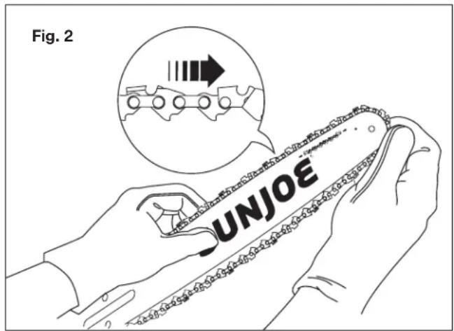 Sun Joe SWJ701E - Installing the Guide Bar and Chain - 2