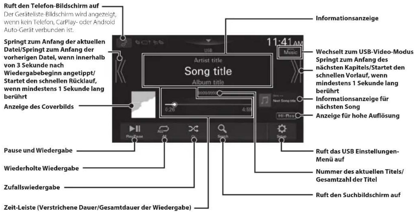 ALPINE iLX705S453B - Beispiel für den USB Audio-Hauptbildschirm - 1