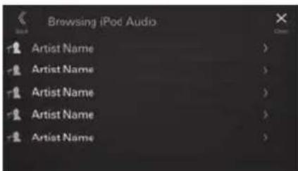 ALPINE iLX705S453B - Touch the desired artist's name. - 1