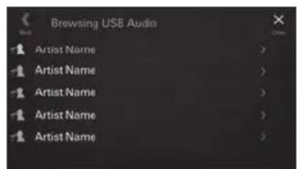 ALPINE iLX705S453B - Touch the desired artist's name. - 1
