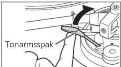 TECHNICS SL100C - Lyft tonarmsspaken och flytta tonarmen over skivan. - 1