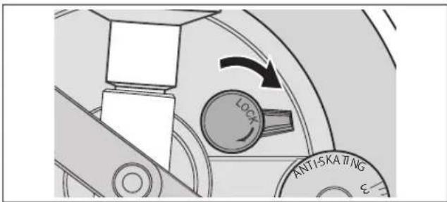 TECHNICS SL100C - Nár justering af armhøjden er færdig, skal tonearmen gores fast ved at dreje armlås-grebet. - 1