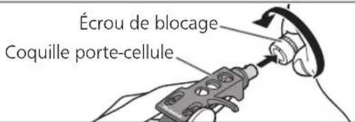 TECHNICS SL100C - Montez la coquille porte-cellule avec la cellule de lecture dans le bras de lecture. Gardez la coquille porte-cellule horizontally et serrez l'écrou de blocage. - 1
