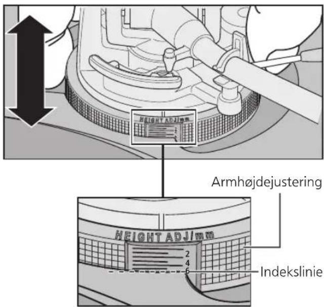 TECHNICS SL100C - Juster højden med armhøjdejustering. - 1