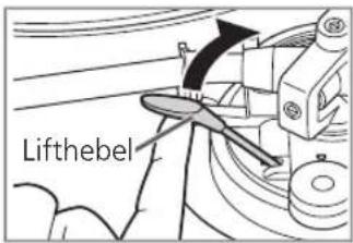 TECHNICS SL100C - Bringen Sie den Lifthebel in seine obere Stellung und haben Sie den Tonarm auf der Schallplatte auf. - 1