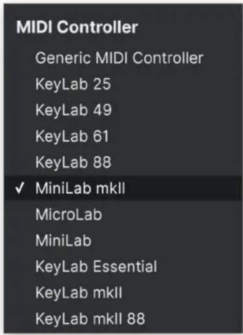 Arturia KORG MS20 V - Menu MIDI controller [contrôleur MIDI] - 1