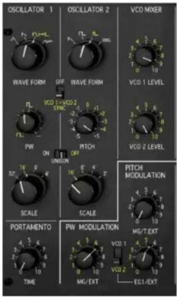 Arturia KORG MS20 V - La section oscillator - 1