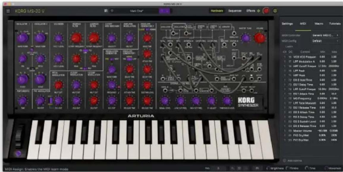 Arturia KORG MS20 V - Assigner et dissocier des contrôles - 1