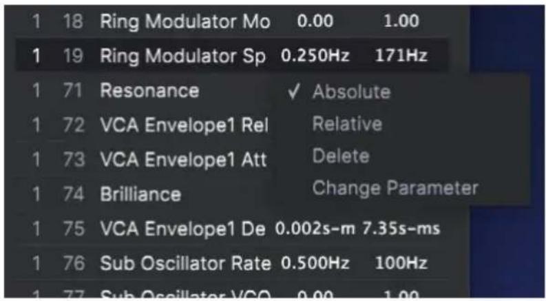Arturia CS80 V4 - Menu des paramètres MIDI - 1