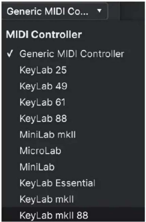 Arturia CS80 V4 - Menu MIDI Controller [Contrôleur MIDI] - 1
