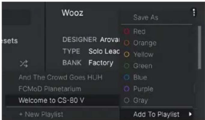 Arturia CS80 V4 - Partie Preset Info - 2