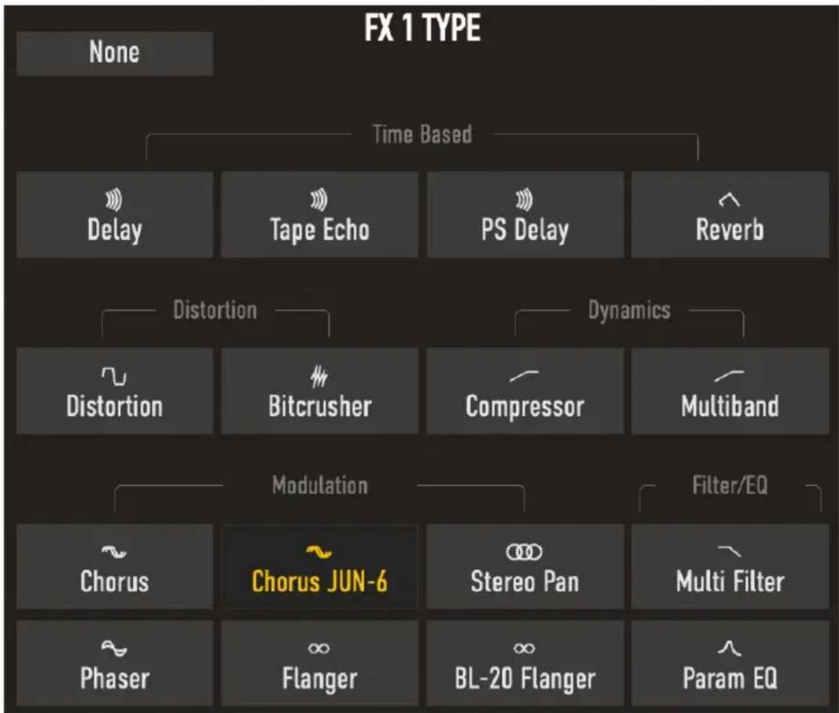 Arturia CS80 V4 - Les types d'effets - 1