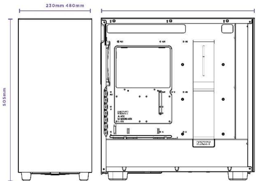NZXT H7 Elite - DÉGAGEMENTS ET SPÉCIFICATIONS - 2