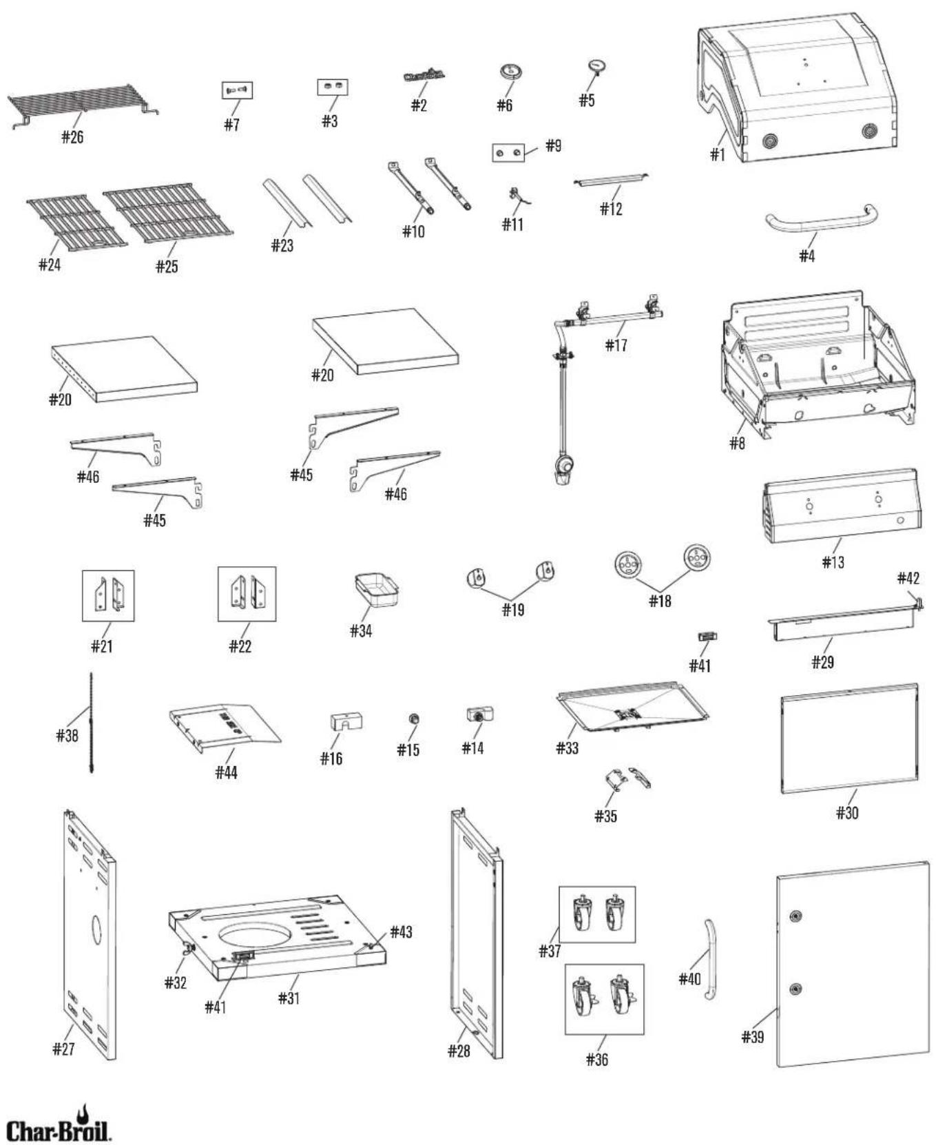 CHAR BROIL 463660021 - PARTS DIAGRAM / SCHEMA DES PIECES / VISTA ESQUEMATICA DE PIEZAS - 1