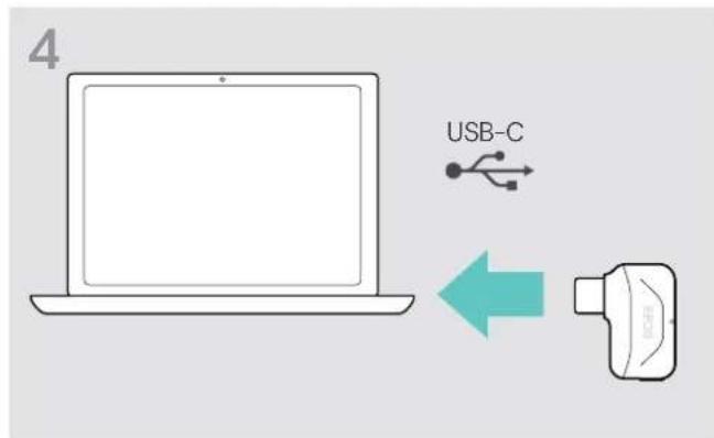 SENNHEISER EPOS Expand 40 - D: Connecter le dongle Bluetooth à un ordinateur et appairer le Speakerphone - 4