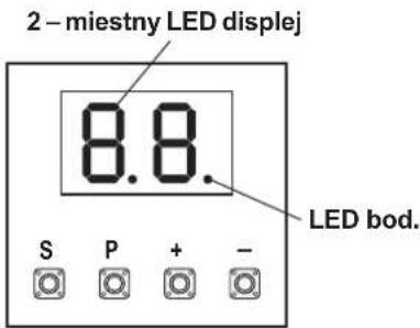 2 – miestny LED displej 8.8. LED bod. S P + -