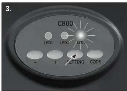 3. C800 LED1 LED2 LED3 - + SETTING CODE