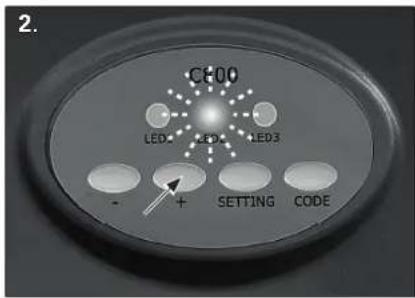 2. CD00 LED1 LED2 LED3 - + SETTING CODE