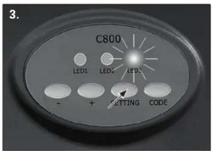 3. C800 LED1 LED2 LED3 - + SETTING CODE