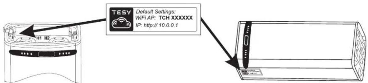 TESY Default Settings: WiFi AP: TCH XXXXXX IP: http:// 10.0.0.1