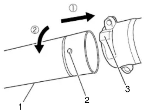 HiKOKI RB24EAP - Installation de la tuyauterie de souffl erie sur le corps principal de la souffl euse. (Fig. 1) - 1