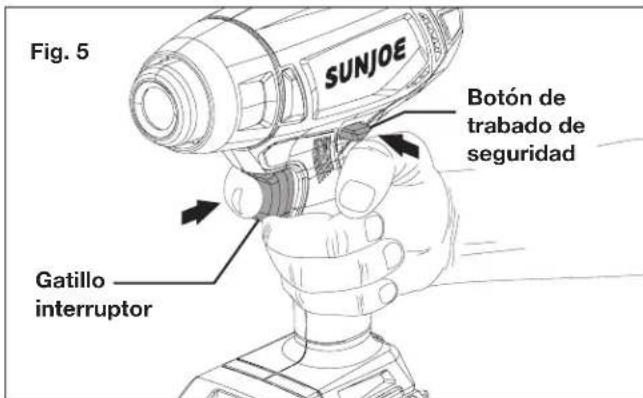 Sun Joe 24VHG100 - Encendido y apagado - 2