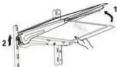 Technical diagram showing a mechanical assembly with labeled components and directional arrows