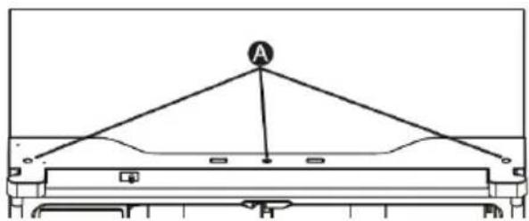 Diagram of a table with a triangular structure labeled A and a horizontal bar, showing structural elements and supports.