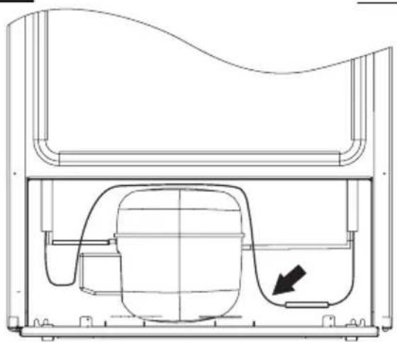 Technical line drawing of a mechanical component with internal structure and directional arrow (no text or symbols)