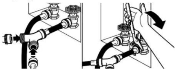 WHIRLPOOL WGD5605MC - Attach long hose to "Y" connector and tightConnect Vent (Vented Models Only) - 1
